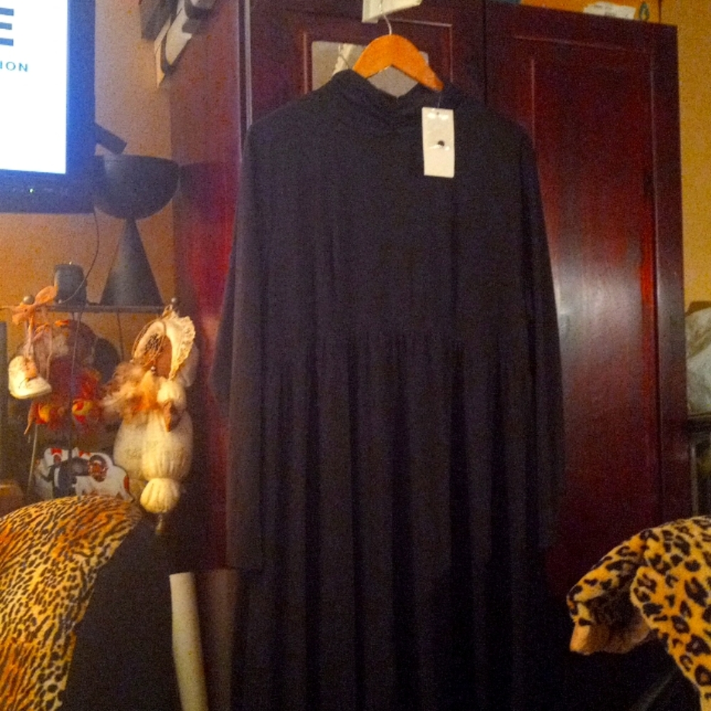 Mock neck empire waist bubble hem